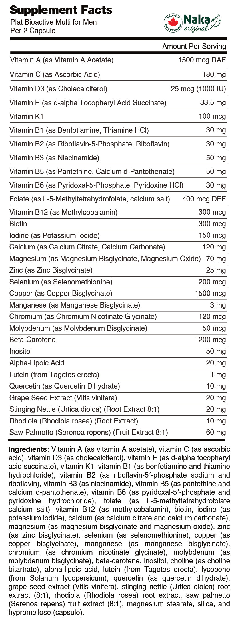 Plat Bioactive Multivitamin for Men