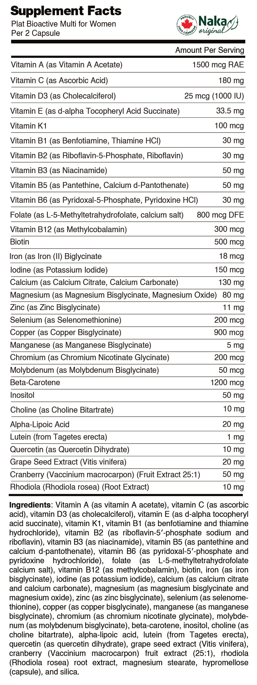 Plat Bioactive Multivitamin for Women