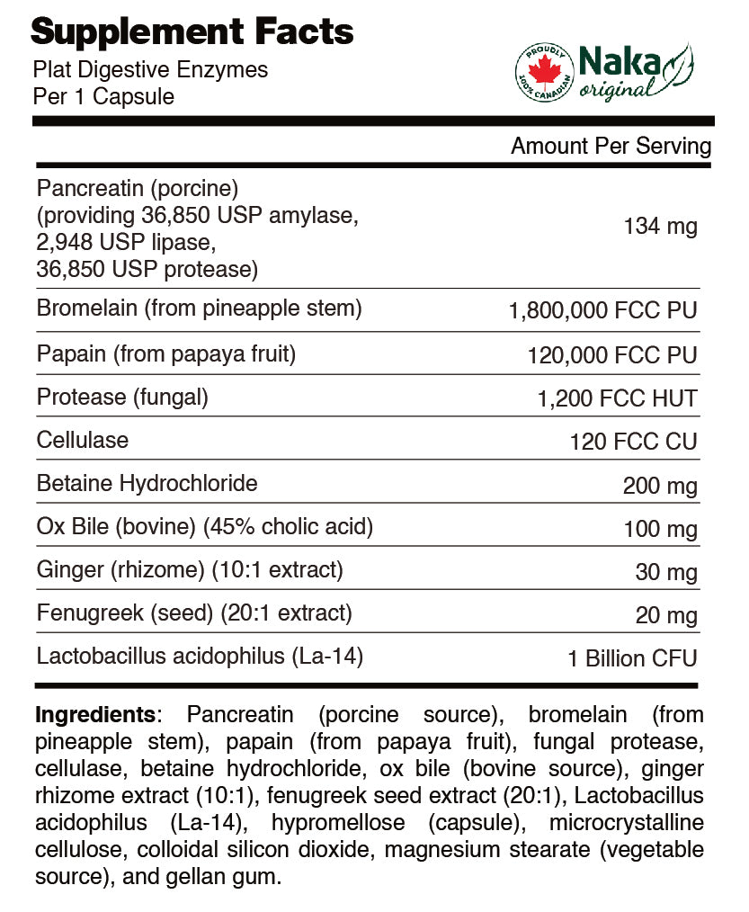 Plat Enhanced Digestive Enzyme + ox Bile + probiotics