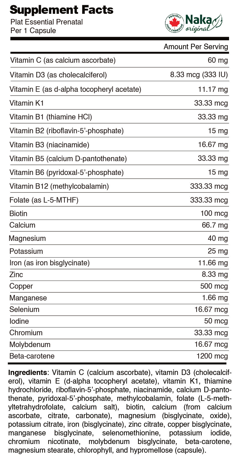 Plat Essential Prenatal Multivitamin